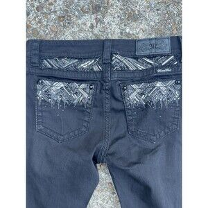 Miss Me Jeans Womens 28 Easy Skinny Mid Rise Black Wash Denim Stretch Fits 29x30